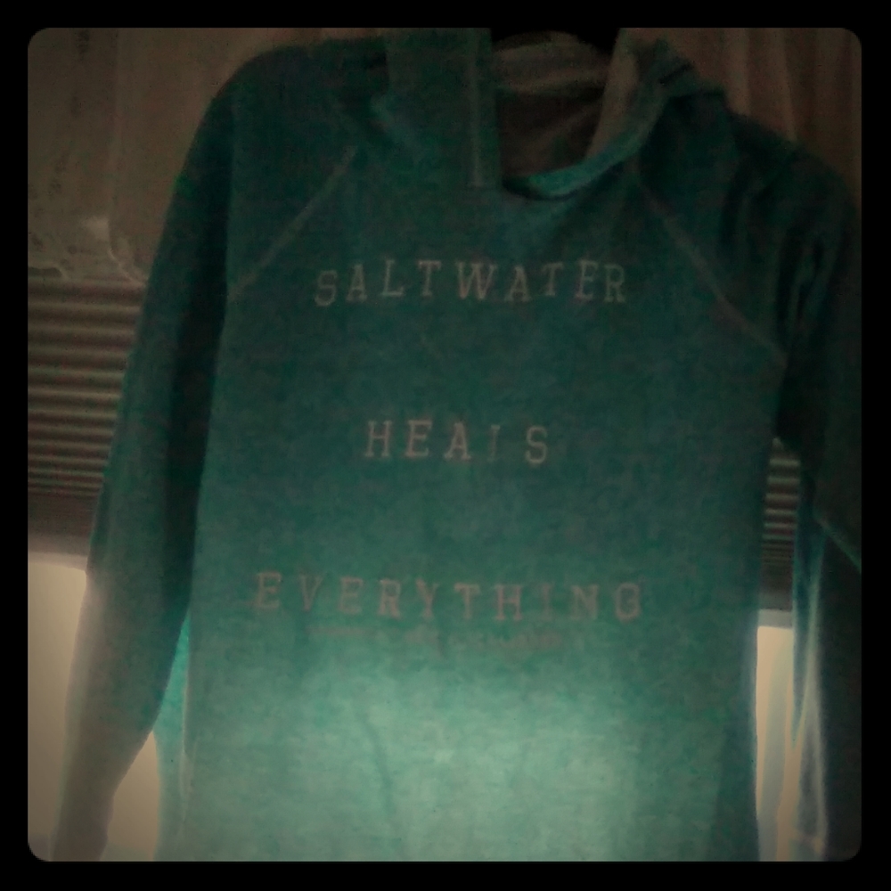 Seafoam green and white sweatshirt